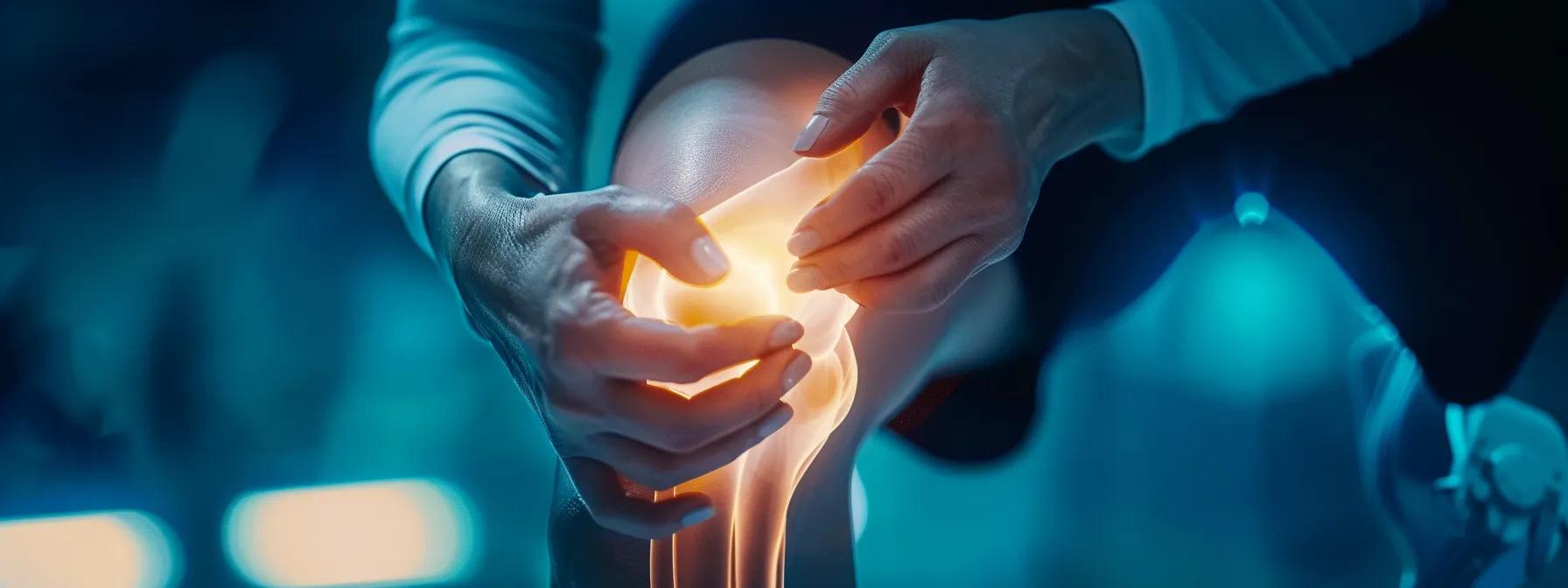 a sleek, modern medical clinic setting showcases a focused clinician expertly administering a stem cell injection into a patient's knee joint under precise ultrasound guidance, highlighting the advanced technology and innovative approach to chronic pain relief.